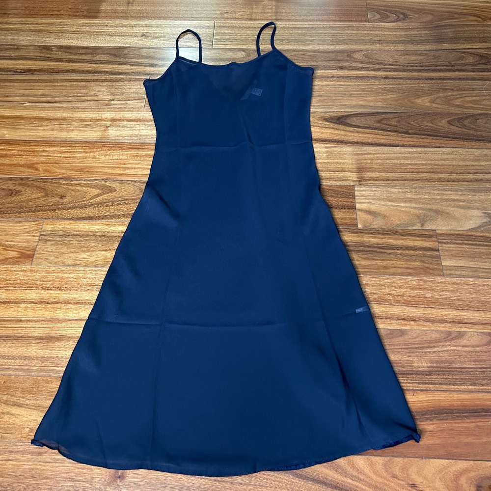 Victoria's Secret Slip nightgown nighty Navy Blue Spaghetti Strap A‎ Line S